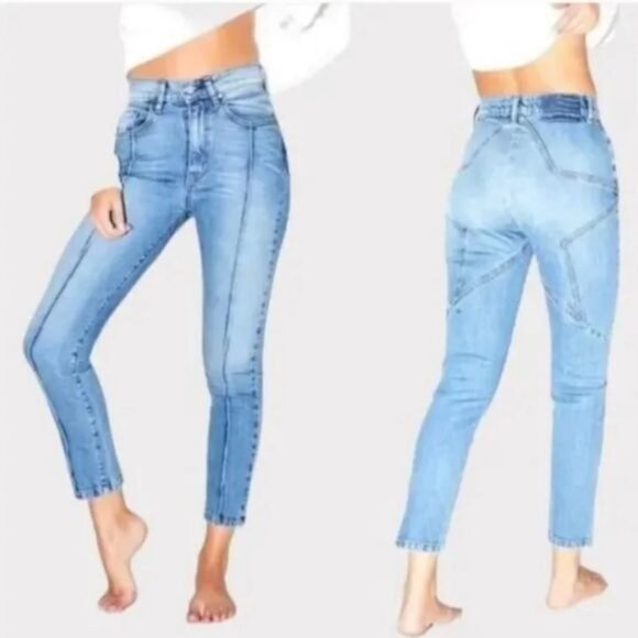 REVICE Denim - Revice Denim Venus Star Butt High Waist Crop Skinny Jeans Medium Wash Blue Sz 27
